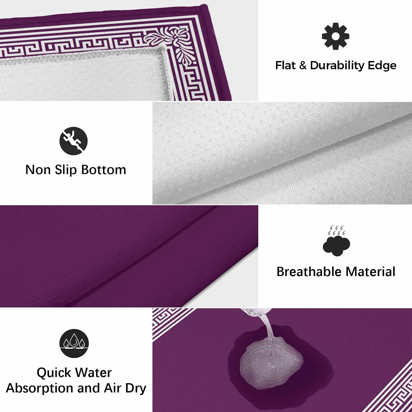 Dark Purple Greek Key Outdoor Rug for Patio/Deck/Porch, Non-Slip Large Area Rug 5 x 8 Ft, Geometric Greece Ancient Farmhouse Geo Indoor Outdoor Rugs Washable Area Rugs, Camping Rug Carpet Runner