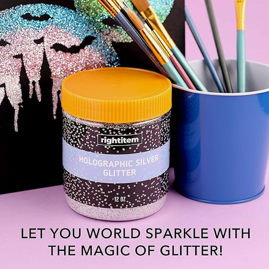 Nail Glitter - Platinum Hollographic Fine Glitter in Jar - 12 Oz Glitter for Crafts - Glitter for Slime - Face Glitter - Candle Glitter - Body Glitter