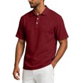 thumbnail image 5 of Trgacdwlo Polo Shirts for Men Cotton Linen Raglan Short Sleeve Shirts for Men Summer Breathable Sun Protection Mens Golf Polo Shirt Wine S, 5 of 9