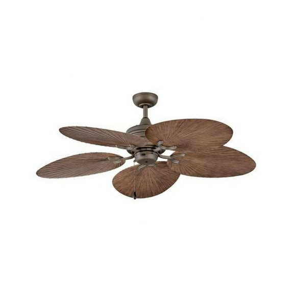 Nature Inspired Leaf-Shaped 5-Blade Ceiling Fan with Streamlined Silhouette and Coastal Edge 52 inches W X 15.75 inches H-Metallic Matte Bronze Finish