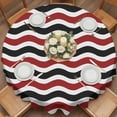 thumbnail image 3 of Round Tablecloth Geometric Striped Pattern Waterproof Oil Proof Polyester Table Cloth Cover Decor for Home Dining Outdoor,Patio,Parties, 54" Dia. Red Black Wave Pattern, 3 of 9