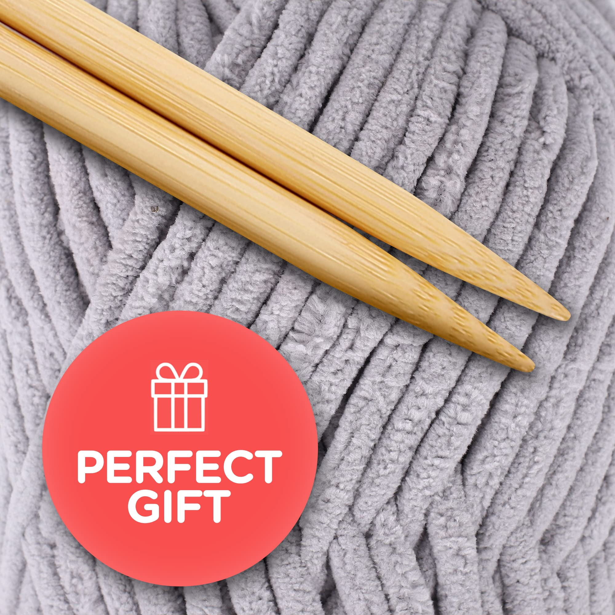 Chunky Blanket Yarn for Knitting 437 yd. 28 oz. (800 g) & Crocheting, Thick Yarn Balls , Circular Knitting Needle, Crochet Hooks, Measuring Tape, Scissors, Pins, Blunt Metal Needles, Manual Silver