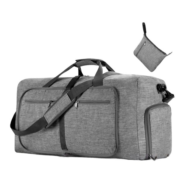 Bolso de mano plegable para pasar la noche, bolso de mano para viajar, gimnasio, negocios, vacaciones Gris