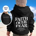 thumbnail image 2 of WRTFVZA Grey Hoodie for Boys, Fashion Letter Printed Faith Over Fear Christian Hoodie Sweatshirts (Big & Tall, Black, 12-13 Years), 2 of 4