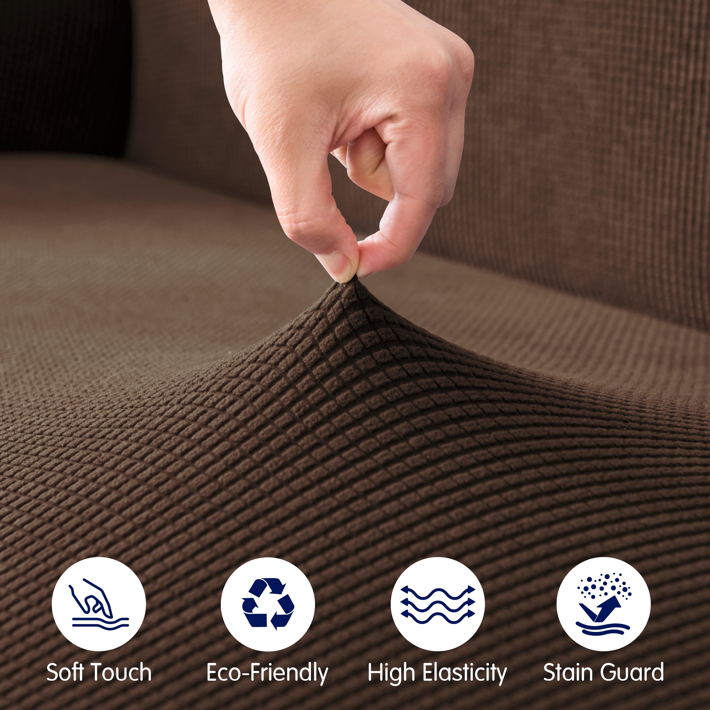 Subrtex  1 Piece Stretch Jacquard Couch Cover, Armchair Sofa Slipcover for 1 Cushion Couch, Machine Washable Furniture Protector(Armchair, Chocolate)