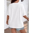 thumbnail image 2 of Mengpipi Women's Tops Summer Short Sleeve V-Neck Loose Fit Romantic Heart Patchwork Sweet Blouses 1X-4X, 2 of 9