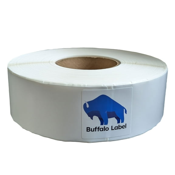 BuffaloLabel 2.25" x 9" x 600 Labels - White Gloss BOPP Roll Inkjet Labels - 3" Core - Blank