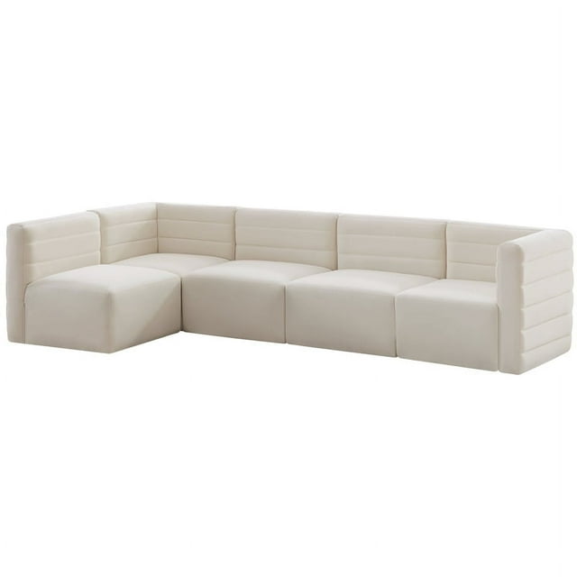 Meridian Furniture Quincy Sectionnel Modulaire en Velours Crème