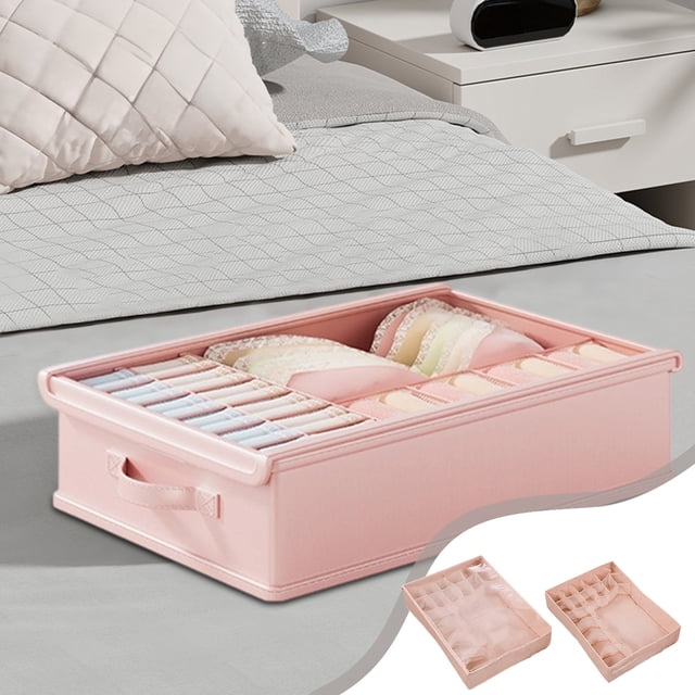 Organizador de Cajones para Ropa Interior | Tela | Rosa | 47 X 34 X 10 Cm | 3 En 1 | 200 G | Ideal para Organizar Tu Hogar