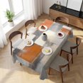thumbnail image 3 of Burnt Orange Grey Table Cloth Waterproof Tablecloths, Oil Painting Modern Abstract Art Tablecloth Dining Table Cover for Kitchen Party Tabletop Outdoor, Rectangle Tablecloth 54x108 Inch, 3 of 9