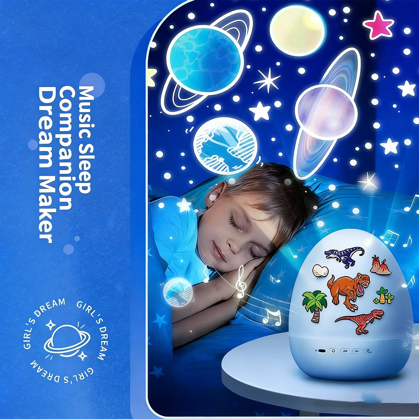 Dinosaur Eggs Projector Night Light USB Rechargeable 360 Rotating Atmospheres Lamp Room Decoration Children Gift