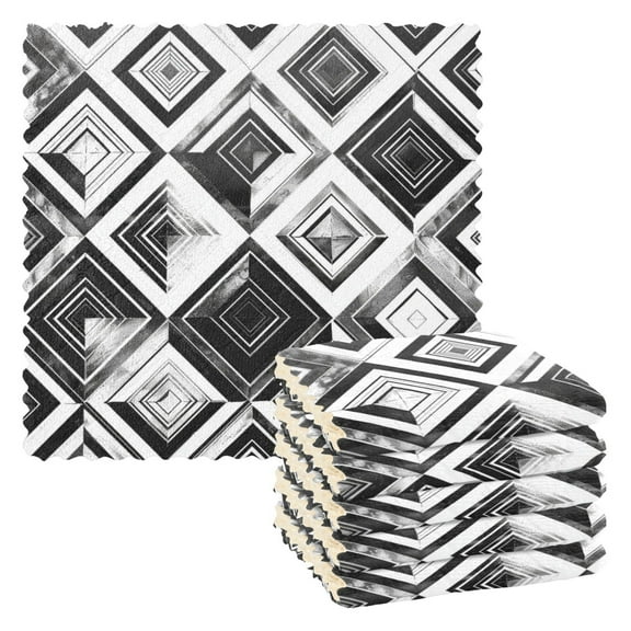 Ryvnso Geometry Checkered Plaid Pattern Kitchen Towels Dish Clothes for Drying Dishes Cleaning Absorbent Set of 6