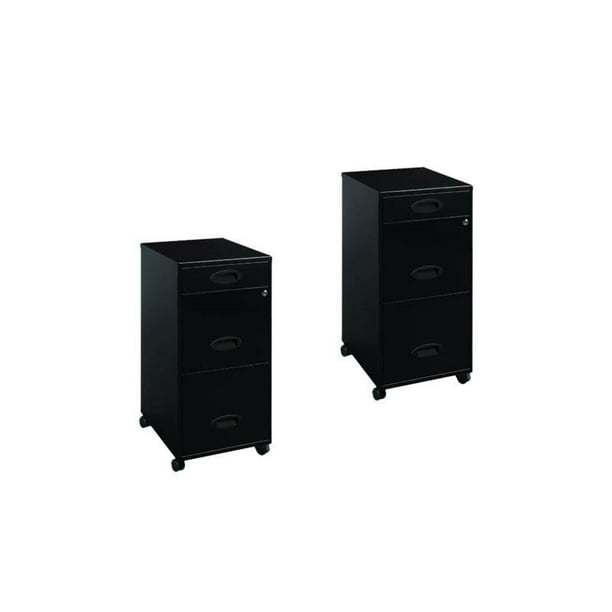 Set Of 2 Mobile 3 Drawer File Cabinet In Black Walmart Com Walmart Com