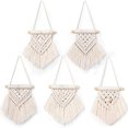 thumbnail image 1 of Juego de 5 mini tapices de macramé para decoración de pared, hechos a mano, con borlas para el hogar, el apartamento y la oficina, perfecto acento bohemio chic, 1 of 7