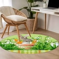 thumbnail image 5 of Round Area Rug 4ft, Easter Rabbits Wearing Potash Non-Slip Non-Shedding Floor Mat, Turquoise Flowers Washable Sturdy Carpet for Living Room Bedroom Home Decor, 5 of 9