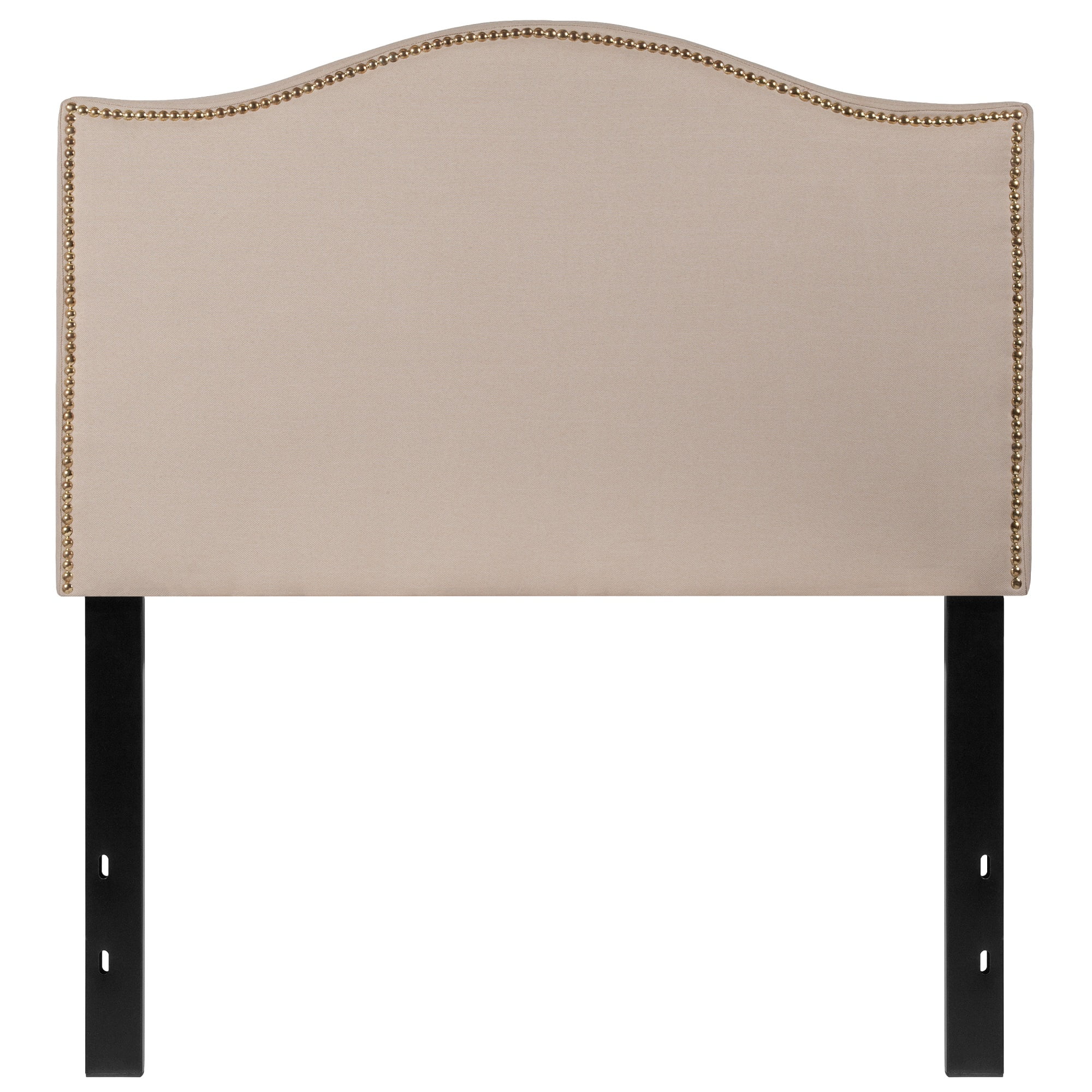 55.25" Beige Upholstered Twin Size Headboard with Nail Trim Walmart