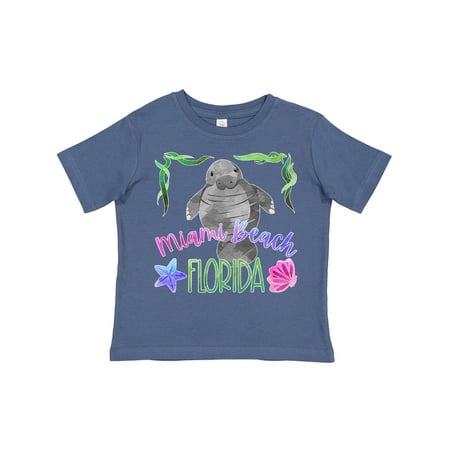 

Inktastic Miami Beach Florida Cute Swimming Manatee Gift Toddler Boy or Toddler Girl T-Shirt