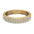 thumbnail image 5 of Stacking Two Row Round Cut Wide Diamond Wedding Band 0.81 CTW 14K Gold, 5 of 6