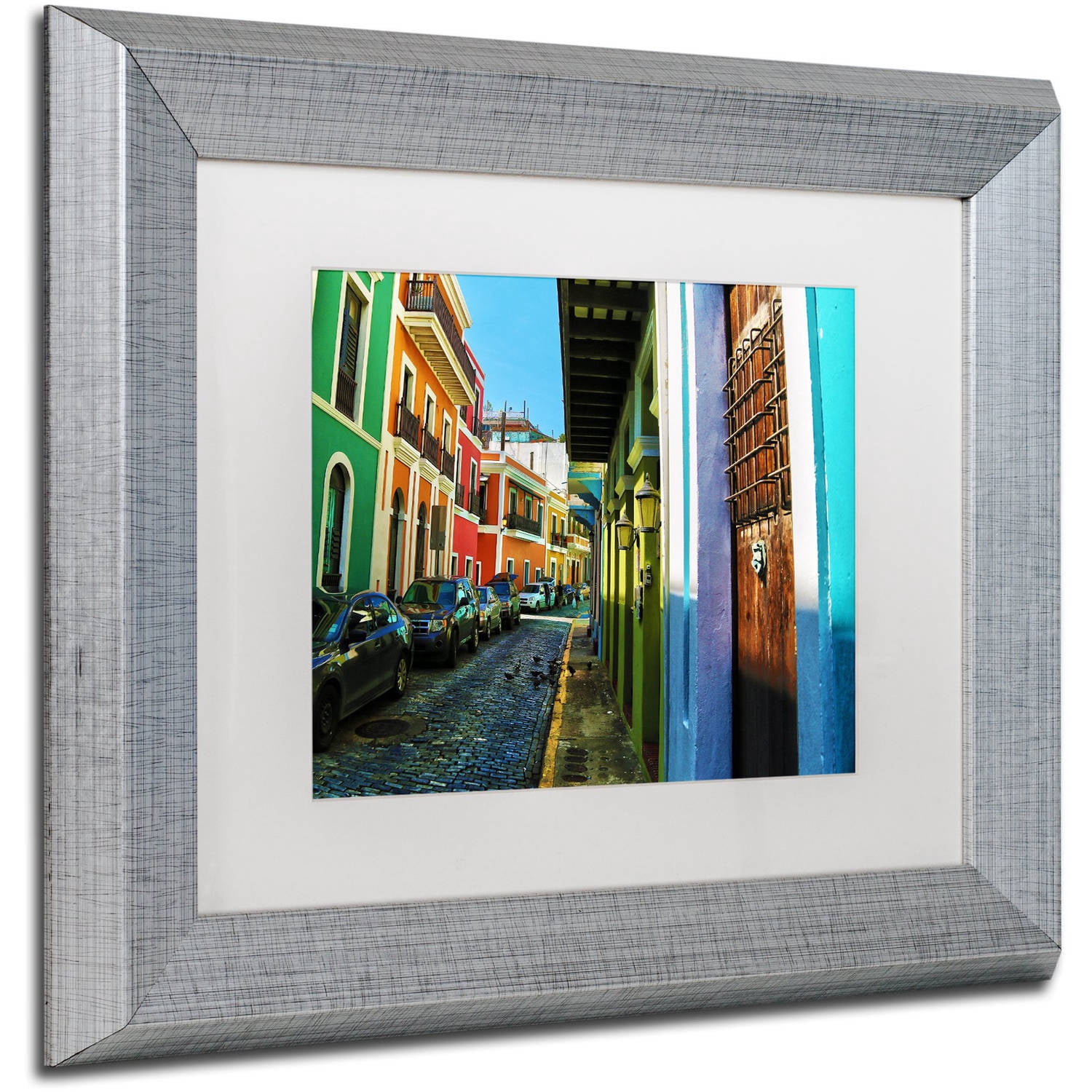"Old San Juan 11" Canvas Art by CATeyes, White Matte, Silver Frame