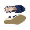thumbnail image 4 of BLISSFUL STEP Women's Crisscross Fringe Strap Platform Espadrilles Wedge Heel Sandals Blue 6.5, 4 of 7