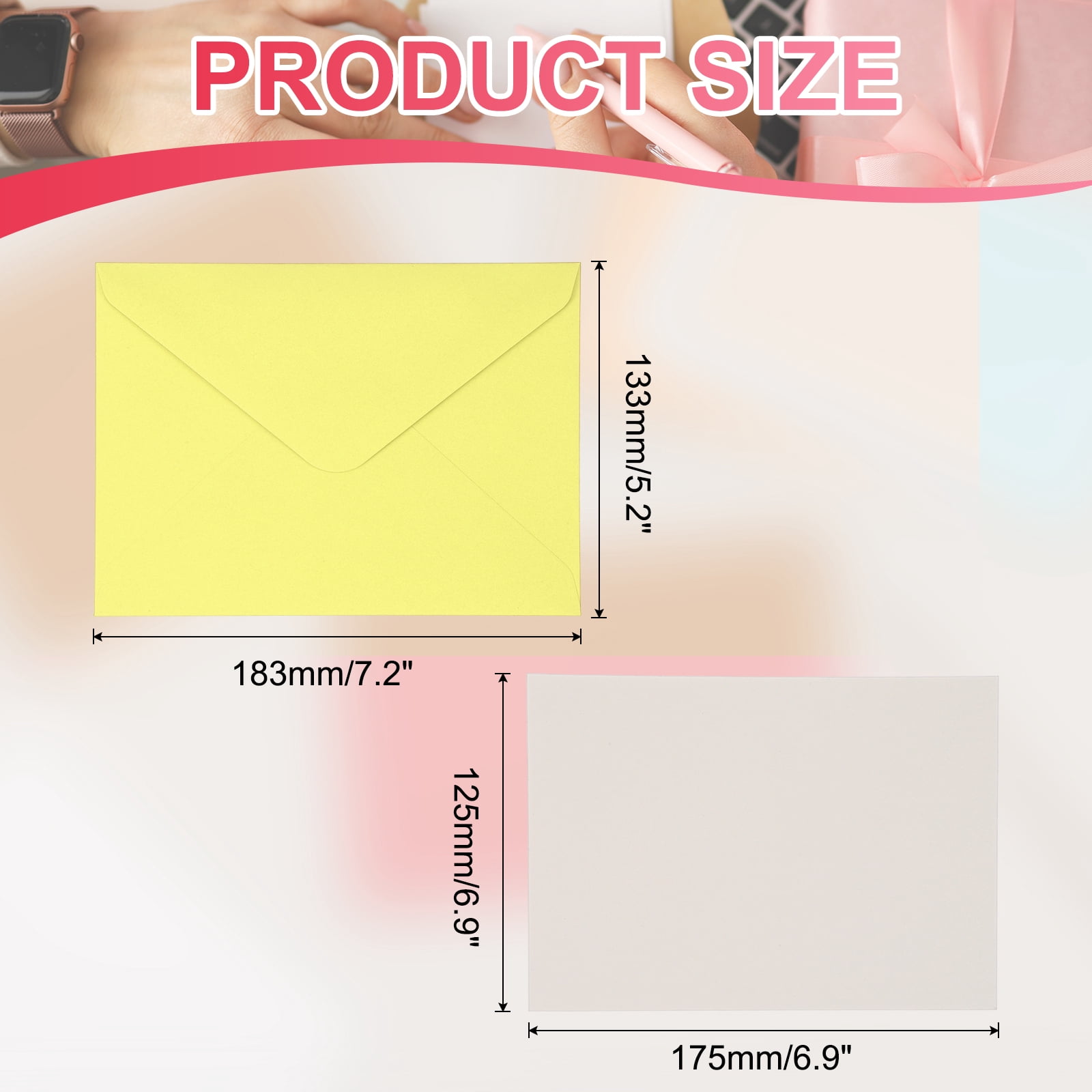 Uxcell Blank Cards and Envelopes 5x7", Invitation Cards White Cardstock Greeting Cards (Light Yellow), 48 Pack, Perfect for Office Wedding Gift Graduation Birthday
