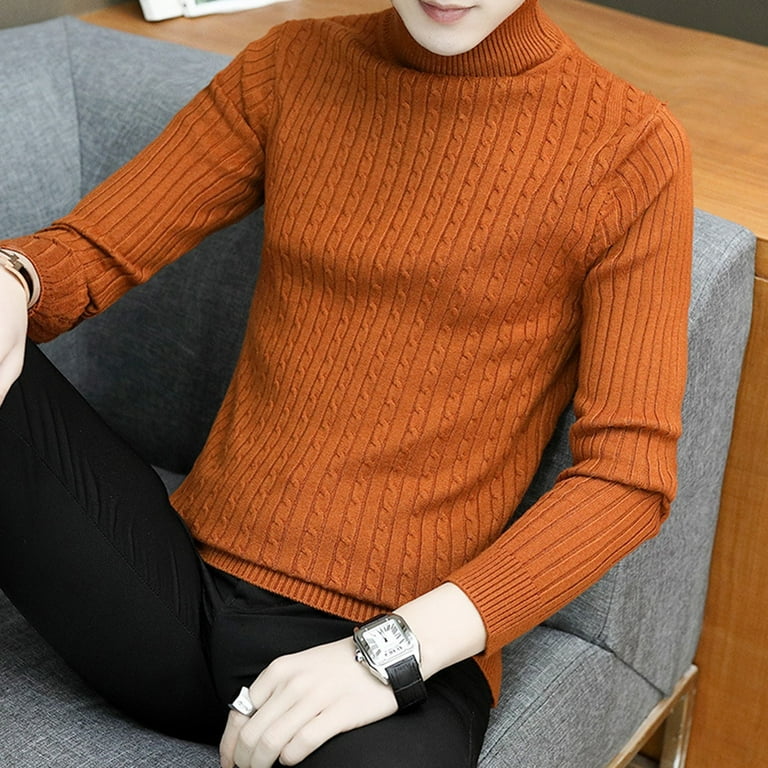 Mens orange shop turtleneck sweater