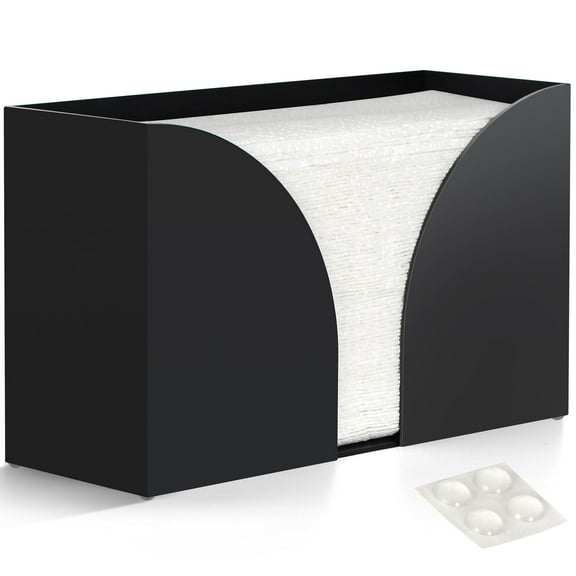 Storage Standard Multifold Paper Towel Dispenser Countertop, Matte Black Paper Napkin Holder Bathroom
