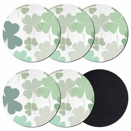 St. Patrick s Day Coasters Set of 6 Absorbent Coasters for Drinks Green Ombre Lucky Clovers Coaster for Desk Coffee Table Protection Home Decor House Warming Gifts 4
