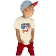 thumbnail image 6 of Bysome Toddler Girls 4Th Of July Shirts Flag Print Comfortable Soft Girls Tops Summer Crew Neck Short Sleeve Tshirts Beige Size 3-4 Years, 6 of 6