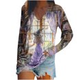 thumbnail image 3 of CLOISE Halloween Tee Shirts for Women Plus Size Fashion Halloween Witchy Print Tops Long Sleeve V-Neck Shirts Elegant Casual Comfy Blouses Boo Party Outfits Winter Gift, 3 of 4