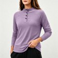 thumbnail image 5 of Ke1Clo Womens High Neck Pullover Casual Long Sleeve Solid Color Slim Fit Knit Tops Button Down Stretchy Fall Winter Travel Tunic Tshirt Purple XXL, 5 of 7