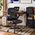 thumbnail image 5 of Pinmoco Ergonomic PU Leather Office Chair, High Back Executive Computer Desk Chair with Double-Layer Cushion, Swivel Gaming Chair with Wheels and Flip-Up Armrests, Black, 5 of 12