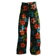 thumbnail image 4 of Women's Casual Pants Women'S Vintage Flower Print Casual Wide Leg Pants,Black Women's Casual Pants S, 4 of 4