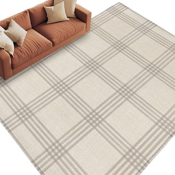 Grey Checkered Area Rug 8x10 Washable Rug Non Slip Rustic Farmhouse Buffalo Plaid Large Area Rug Soft Stainresistant Indoor Floor Carpet for Living Room Bedroom Home Office Dining Room Nursery