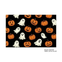 JOOCAR Halloween Ghosts and Pumpkins Linen Table Mats Set of 4 for Home Kitchen Table Decor 12x18 inch