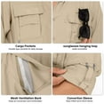 thumbnail image 4 of FEN AI Mens Work Shirts Long Sleeve Hiking Fishing UV Shirt Quick Dry Tops Convertible Short Sleeve Shirts Men for Travel Outdoor Safari Khaki, 4 of 10