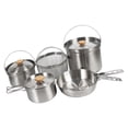 thumbnail image 3 of Juego de cocina de acero inoxidable de 5 piezas Kusrkot Sartén liviana con tapa portátil, 3 of 8