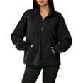 thumbnail image 3 of Fancyglim Sweatshirts for Women Oversized Fleece Tops Fall Half Zip Turtleneck Long Sleeve Pullover with Pockets Black 2XL, 3 of 7