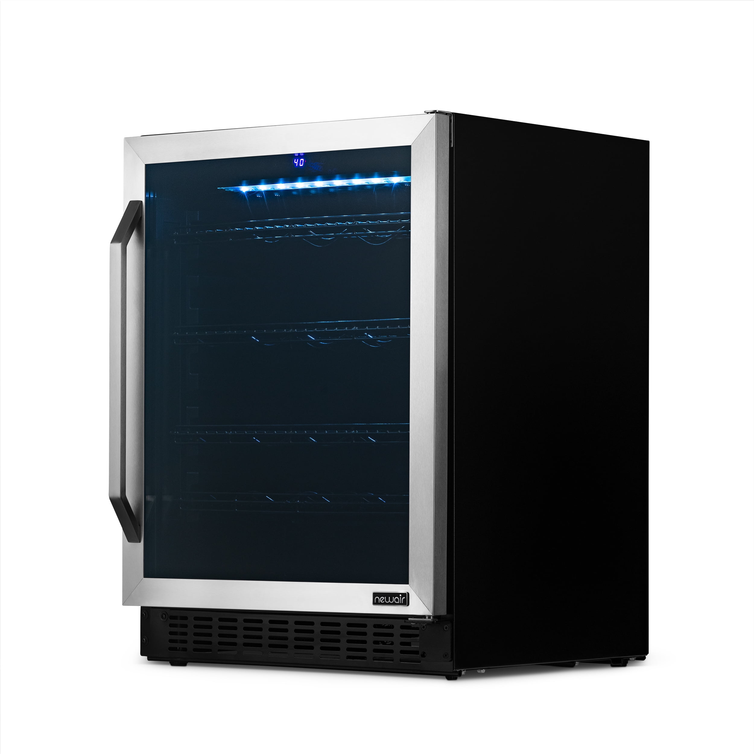 Newair 24” Wine and Beverage Fridge with Reversible FlipShelf™ Racks 179 Can or 49 Bottle