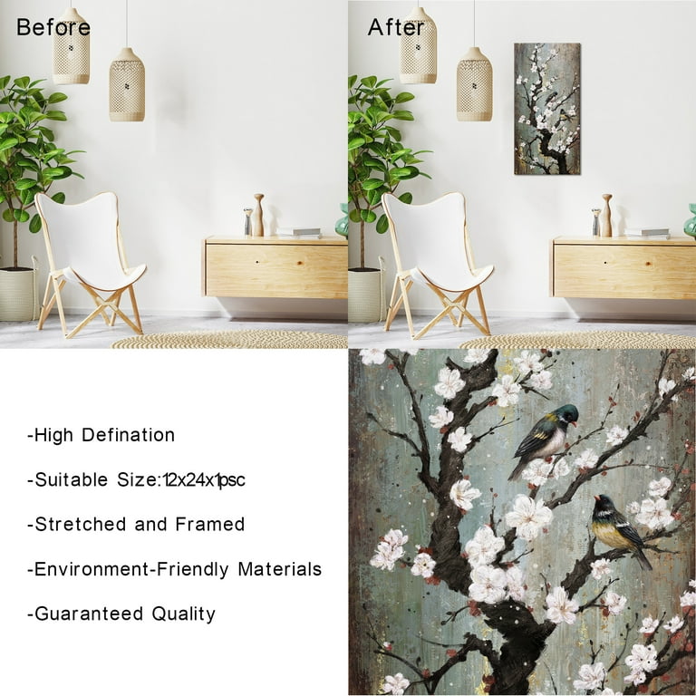 Visual Art Decor 12 x 24 inch Framed Canvas Wall Art Abstract