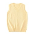 thumbnail image 2 of Sentmoon Cute Outfits for Women V Neck Breathable Knitted Sleeveless Cute Top Solid Color Oversized Loose Sweatshirt Trendy Fall and Winter for Cozy Family Time Yellow XXL, 2 of 4