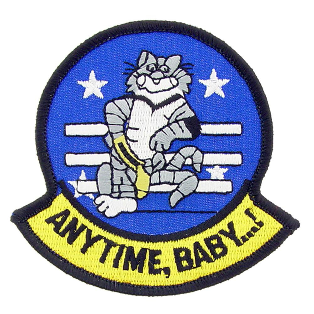 UNITED STATES NAVY F-14 TOMCAT ANY TIME ANYTIME BABY EMBROIDERED PATCH 3 INCHES 