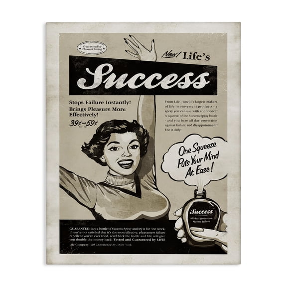 Stupell Industries Eclectic Success Spray Funny Vintage Comic Book Design Canvas Art, 16 x 20, by Estera Kecek