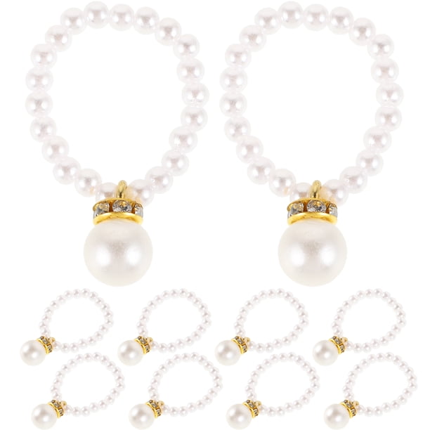 FELTECHELECTR 10 piezas de colgante de perlas de imitación, collar artesanal, decoración de pato amarillo pequeño, collar de perlas de imitación para muñecas, accesorios de moda para muñecas.