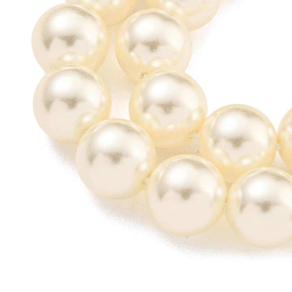 Glass Pearl Beads Strands Round Bisque 10mm Hole: 0.6mm about 43pcs/strand 16.18''(41.1cm)