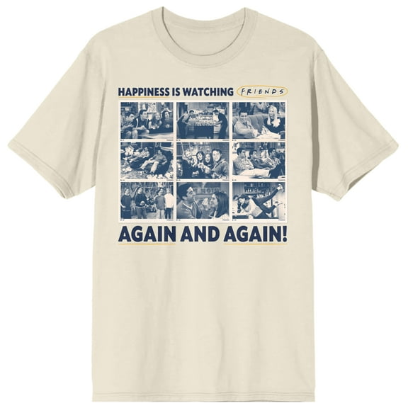 Friends Happiness is Watching Friends Again Natural T-Shirt-M