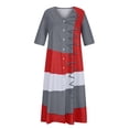 thumbnail image 4 of EQWLJWE Robes d'Été pour Femmes 2023 Mode Féminine Décontractée Manches Courtes Col en V Bouton Imprimé Maxi Robe Longue Ample, 4 of 5