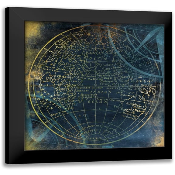 Grey, Jace 12x12 Black Modern Framed Museum Art Print Titled - Golden Blue World Side B