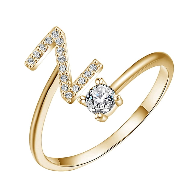 WREESH Bague Mode Exquise 26 Style Alphabet Anglais Lettre Bague en Cuivre