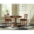 thumbnail image 4 of 36" Round Solid Wood Counter Height Extension Dining Table with 12" Leaf and 2 Emily Counter Height Stools in Espresso by International Concepts, 4 of 5